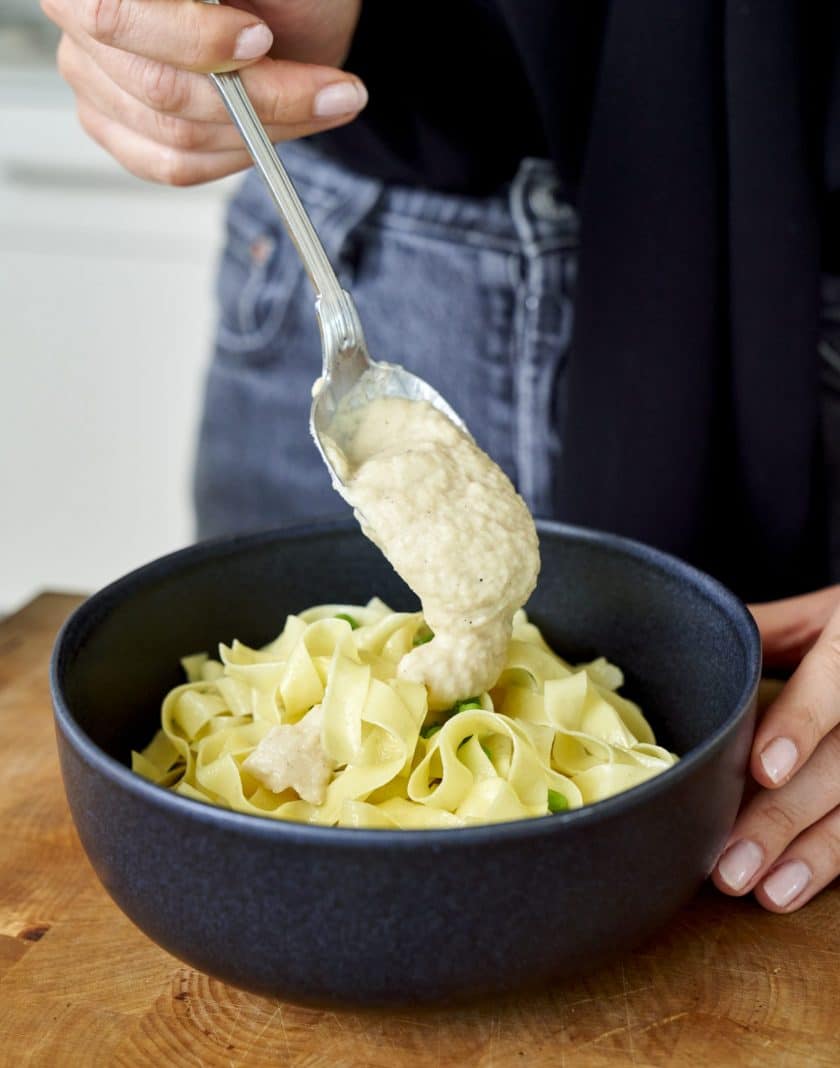 Pasta, Nudeln, Gemüse, Alfredo, Blumenkohl, Erbsen