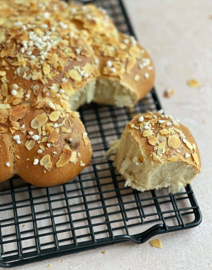 Dreikönigskuchen, vegan, Mehl, Sultaninen, Kuchen, Hefe, Vanillezucker