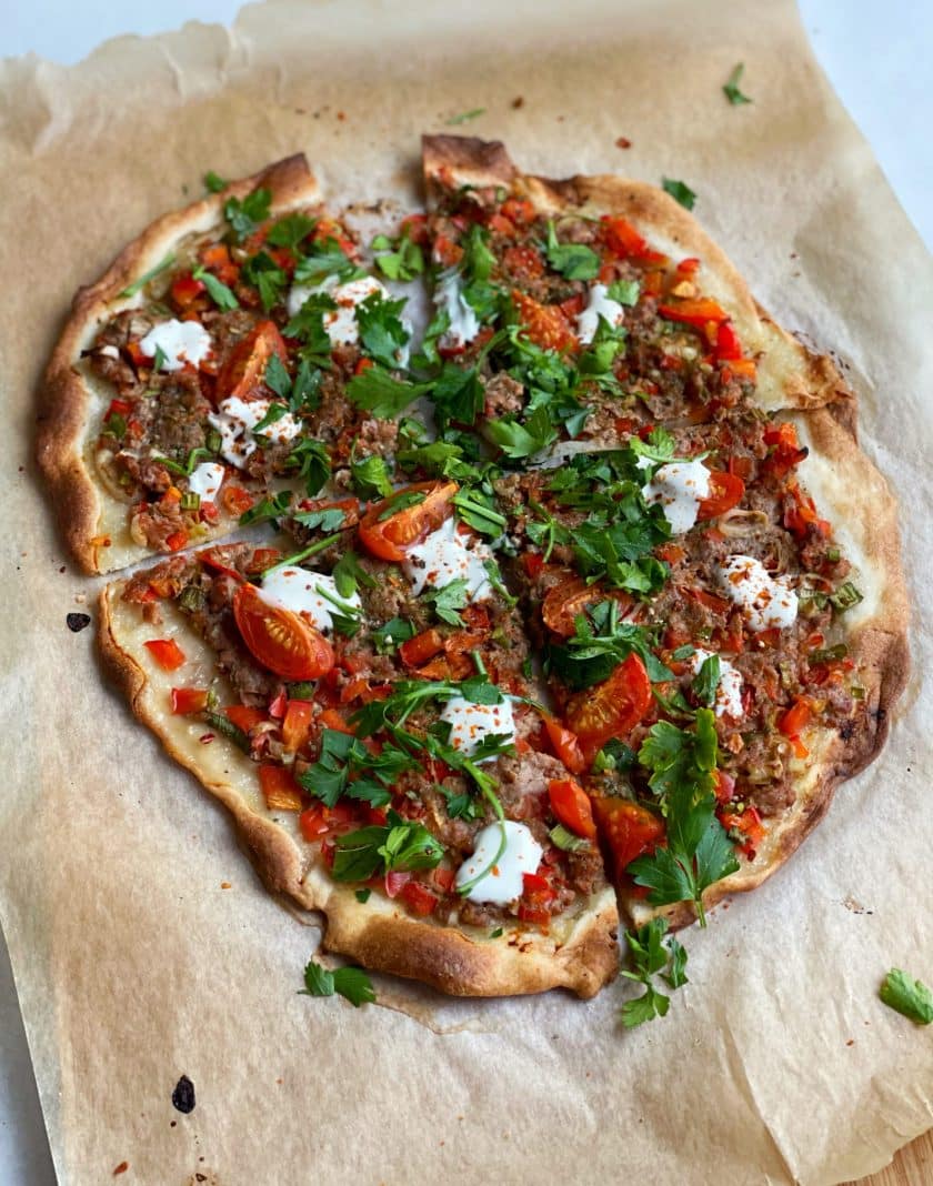 Lahmacun, Hackfleisch, Tomate, Pizza, türkisch