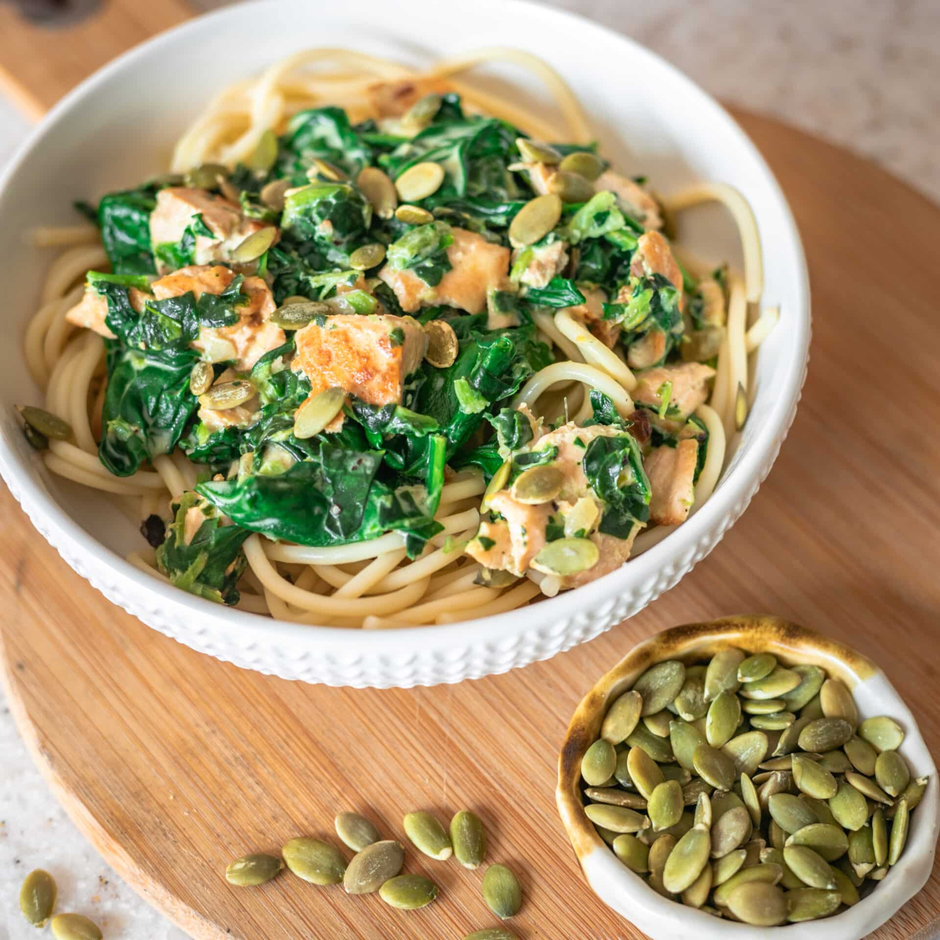 Spinat Spaghetti mit Lachs - ANA + NINA