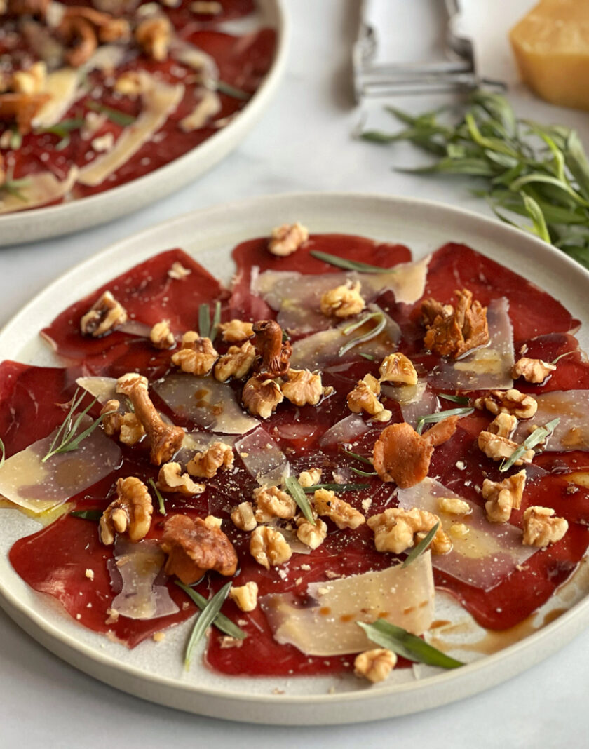 Bündnerfleisch Carpaccio, festliche high-protein Vorspeise