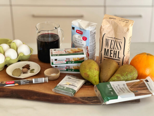 Zutaten für die Glühwein- Brinen Tarte