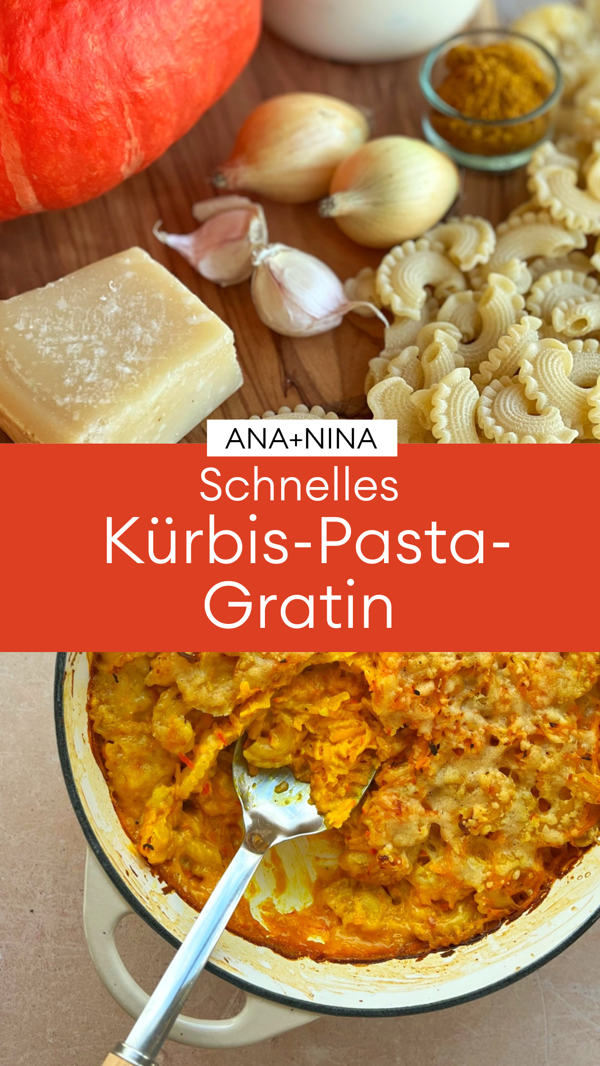 Schnelles Kürbis-Pasta-Gratin - ANA + NINA Schnelles Kürbis-Pasta-Gratin - ANA + NINA