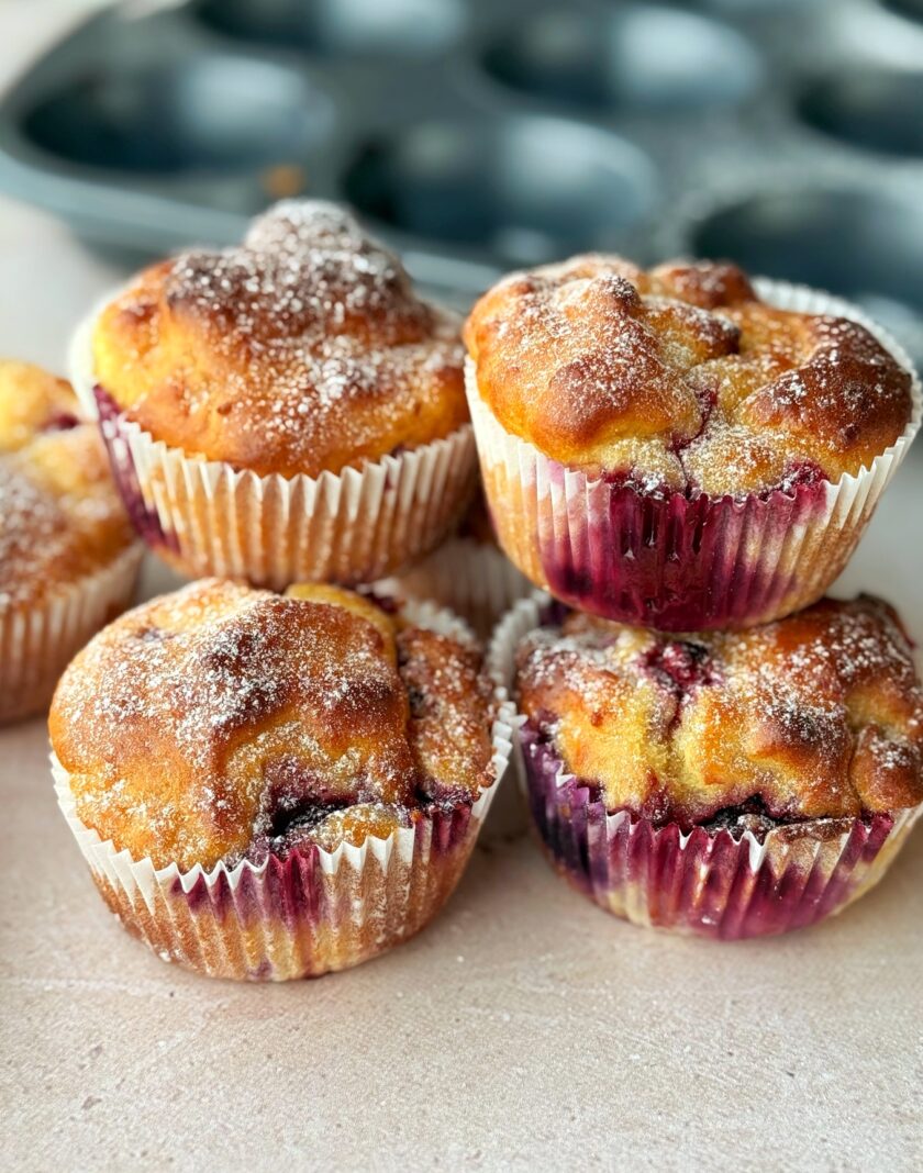 High Protein Beeren Muffins fertig gebacken