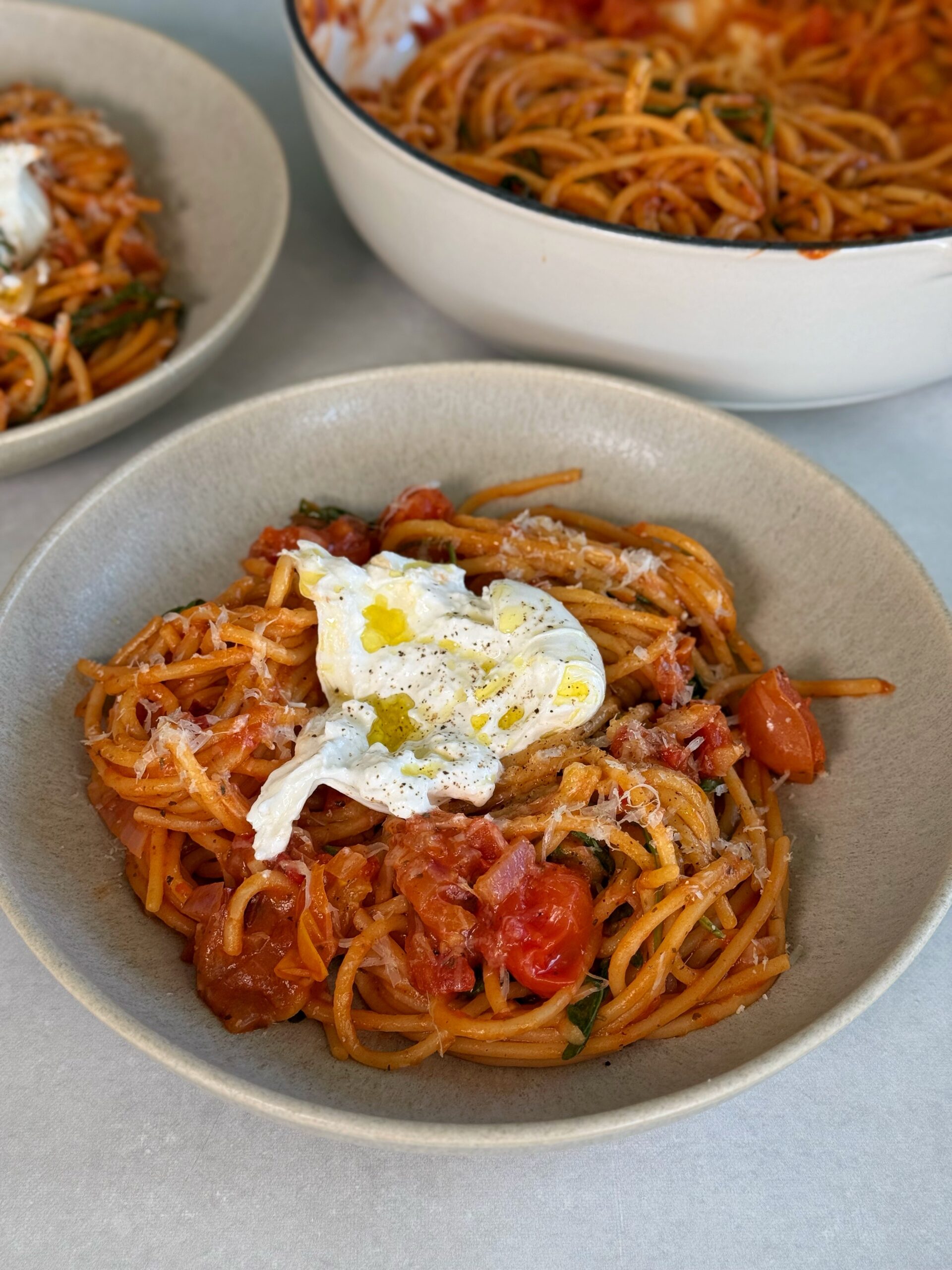 15-Minuten One-Pot Burrata Pasta